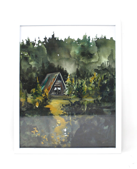 Cozy Cabin Print 11x14 Adventure Print Home Decor Cabin Watercolor Inspirational Wall Art