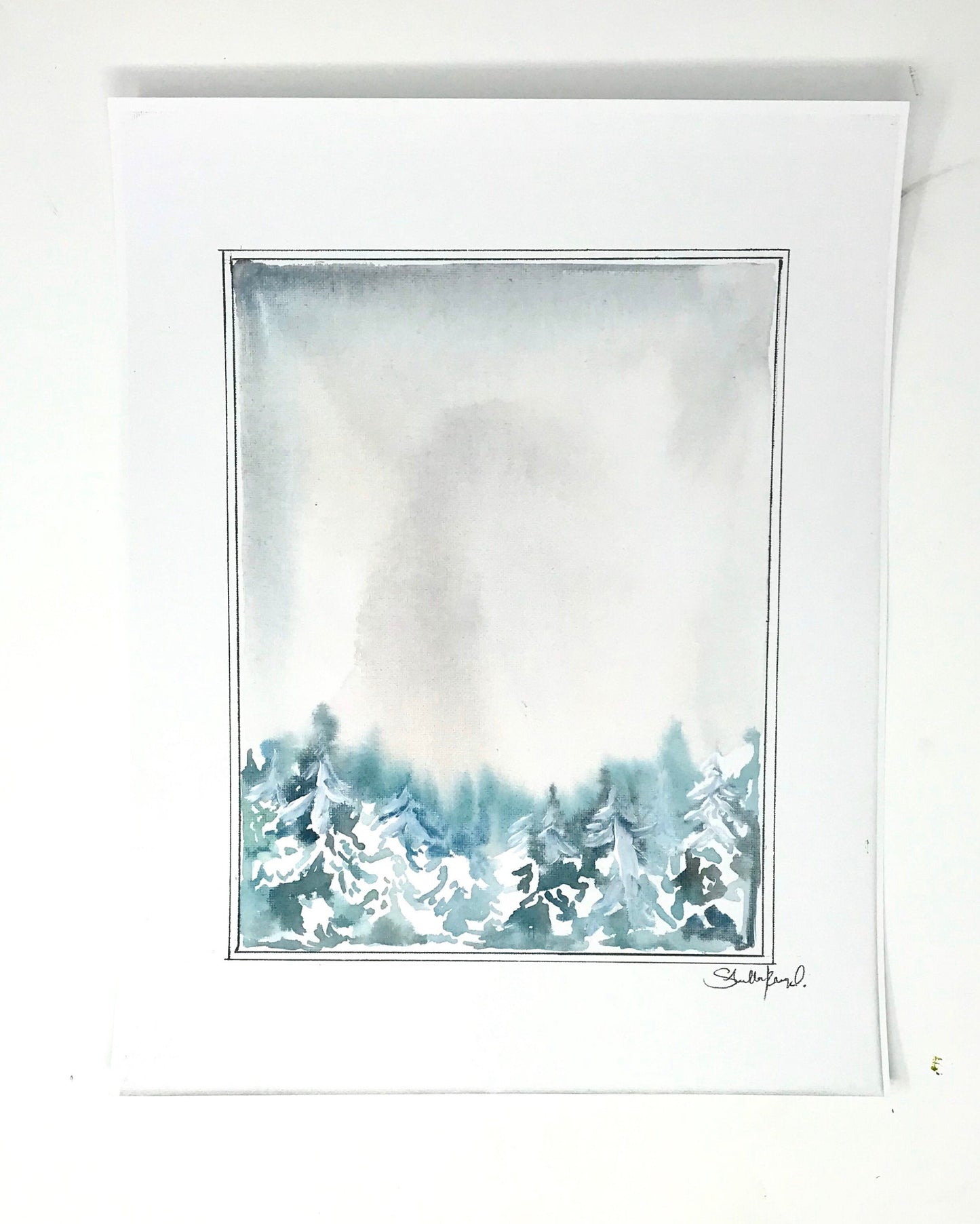 Christmas Collection- Snowy Pines Watercolor, 11x14 Print, Christmas Decorations, Holiday Print