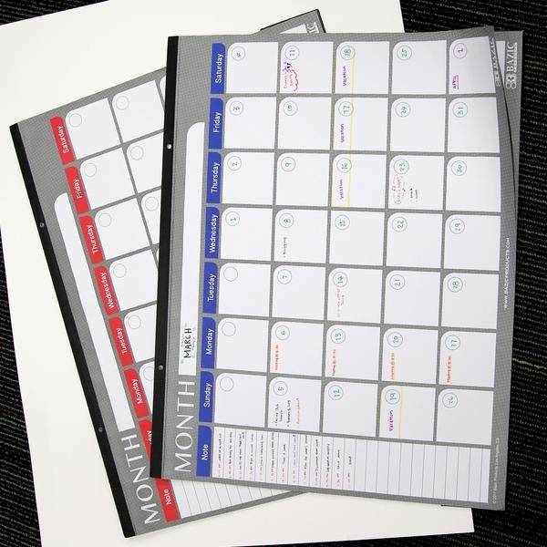 17" X 22" Undated 12-Month Desk Pad Calendar - Random Color