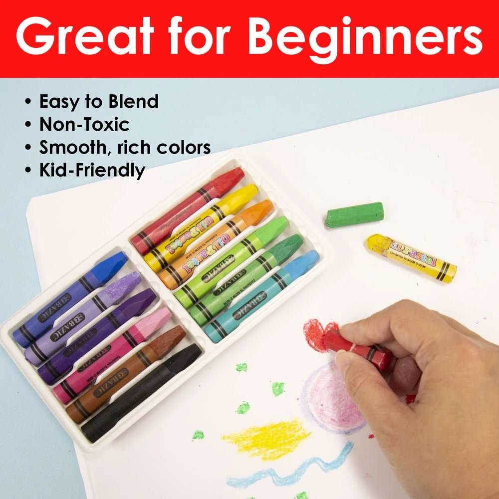 Jumbo Oil Pastels – 12 Vibrant Colors Set