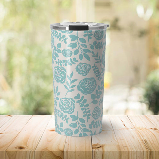 Baby Blue Floral Travel Mug