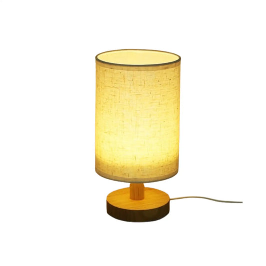 Wood & White Desk Lamp with Bamboo Base and Warm 3000K Lighting