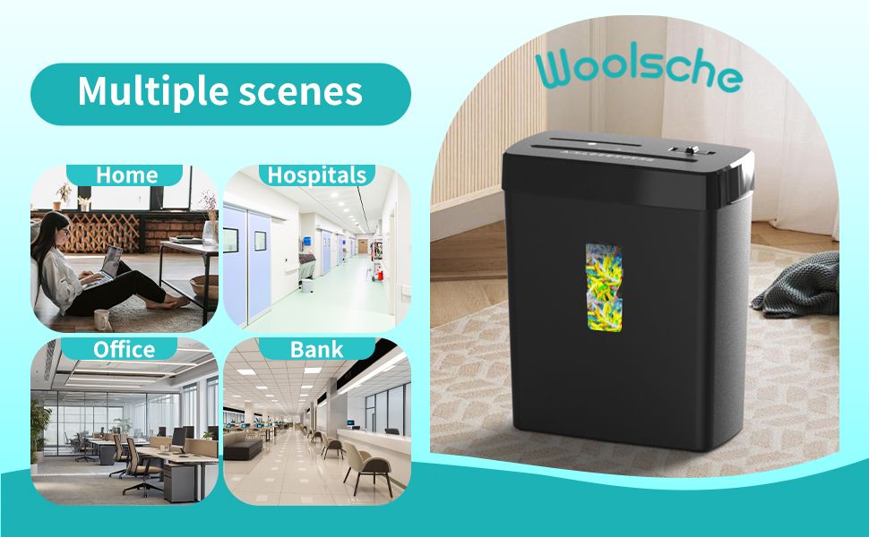 Woolsche Paper Shredder - 10-Sheet Cross Cut with 3.43-Gallon Basket - P-4 Security Level - 3-Mode Design - Shreds CD and Credit Card - Durable, Fast, and Jam Proof for H